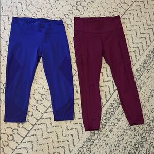 Athleta ultimate stash 7/8 tights, burgundy and purple